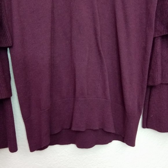 Chelsea28 Maroon Tier Ruffled Sleeve Sweater S - Picture 13 of 14